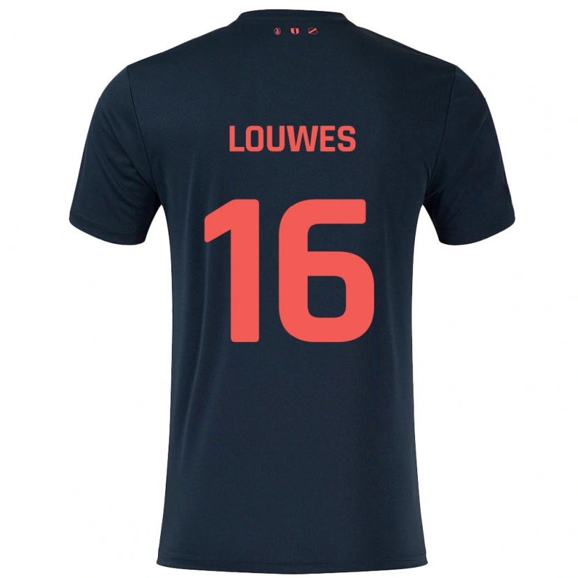 DanxenメンズPuck Louwes#16黒 赤アウェイシャツ2024/25ジャージーユニフォーム