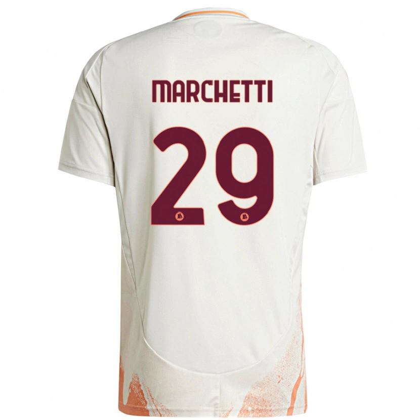 DanxenメンズTommaso Marchetti#29クリーム ホワイト オレンジアウェイシャツ2024/25ジャージーユニフォーム