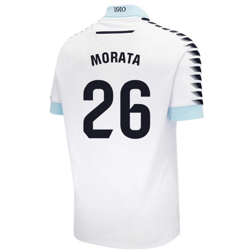 DanxenメンズÁlex Morata#26ホワイト ブルーアウェイシャツ2024/25ジャージーユニフォーム