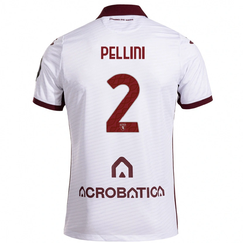 DanxenメンズMattia Pellini#2ホワイト マルーンアウェイシャツ2024/25ジャージーユニフォーム