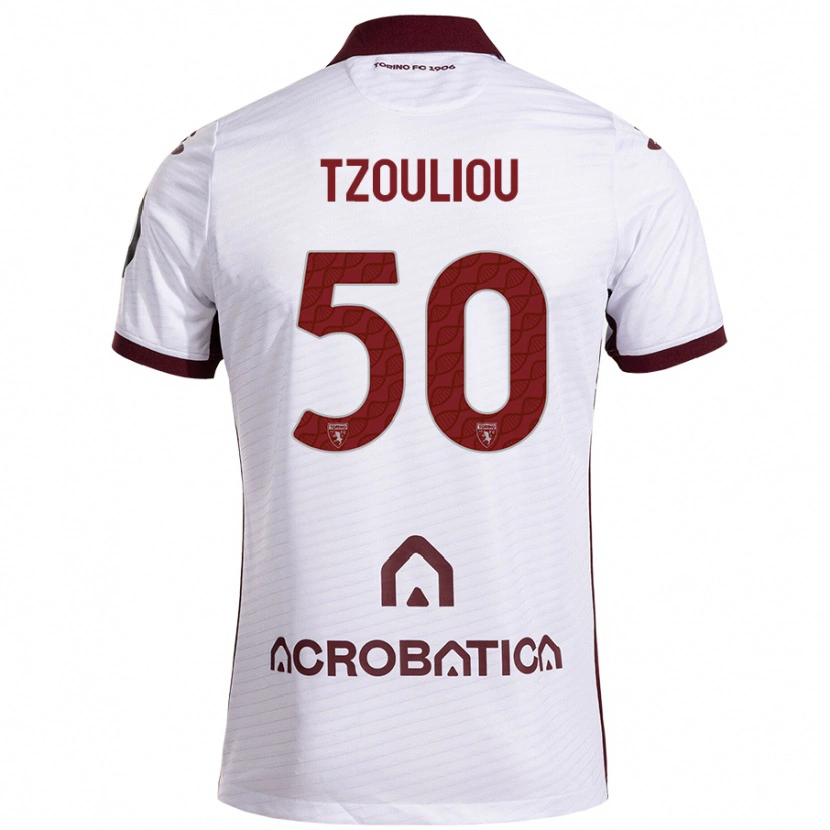 DanxenメンズDimitrianos Tzouliou#50ホワイト マルーンアウェイシャツ2024/25ジャージーユニフォーム