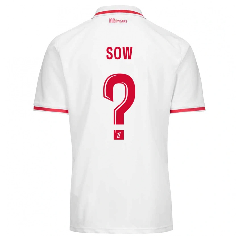 DanxenレディースAbdoulaye Sow#0白 赤ホームシャツ2024/25ジャージーユニフォーム