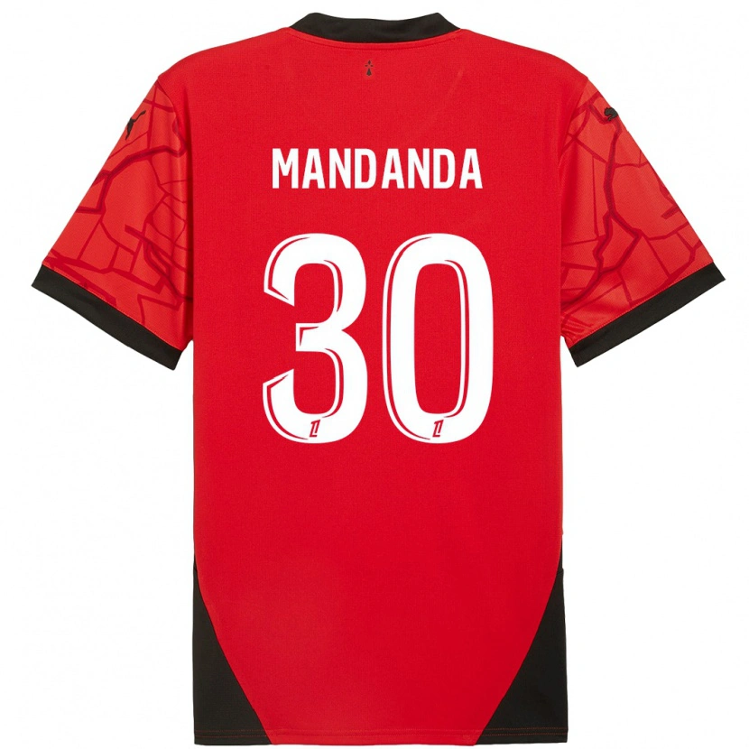 Danxenレディーススティーヴ・マンダンダ#30赤黒ホームシャツ2024/25ジャージーユニフォーム