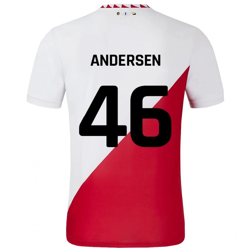 Danxenレディースサイラス・アンデルセン#46白 赤ホームシャツ2024/25ジャージーユニフォーム