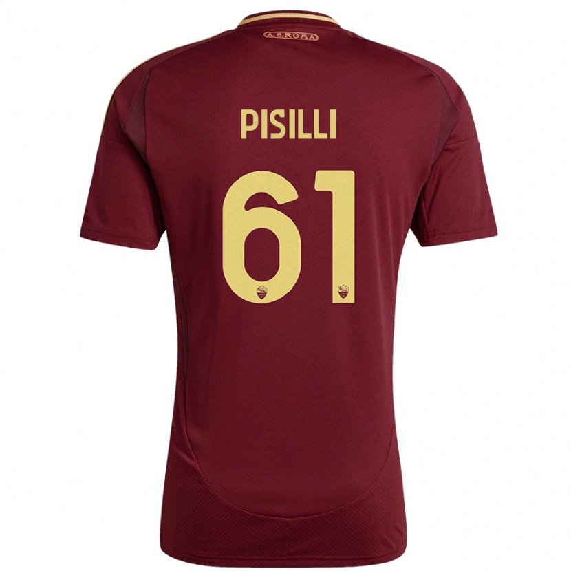 DanxenレディースNiccolò Pisilli#61レッドブラウンゴールドホームシャツ2024/25ジャージーユニフォーム