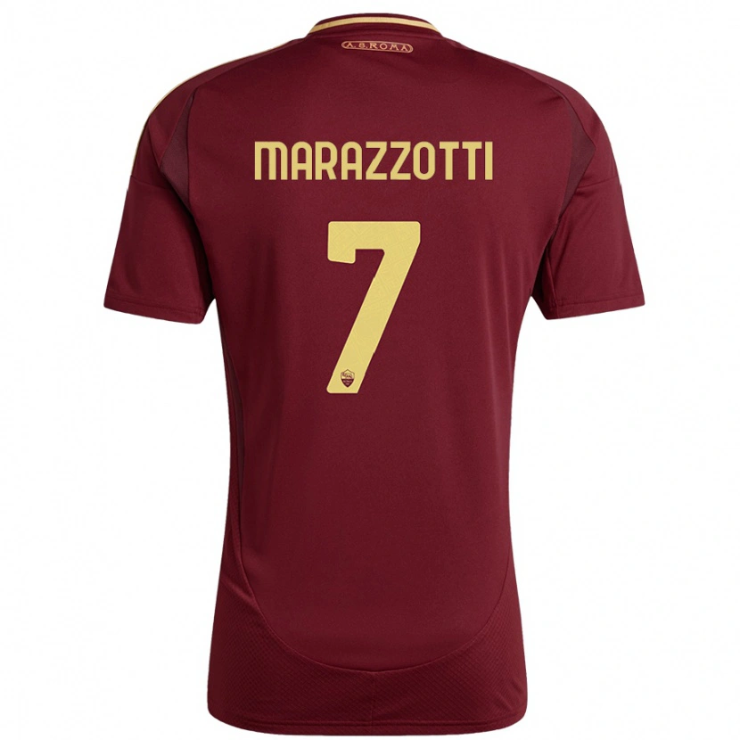 Danxenレディースファブリツィオ マラッツォッティ#7レッドブラウンゴールドホームシャツ2024/25ジャージーユニフォーム