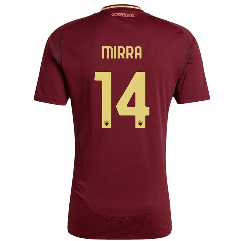 DanxenレディースJacopo Mirra#14レッドブラウンゴールドホームシャツ2024/25ジャージーユニフォーム