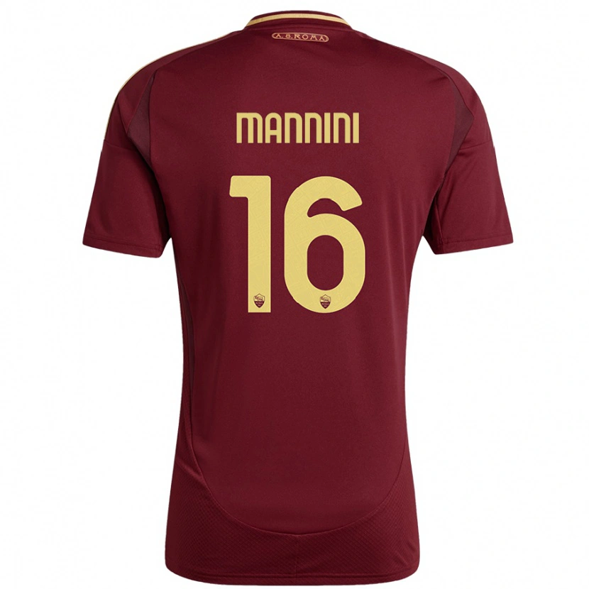 Danxenレディースマッティア・マンニーニ#16レッドブラウンゴールドホームシャツ2024/25ジャージーユニフォーム
