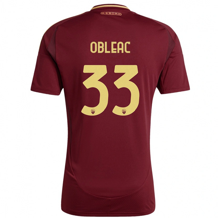 DanxenレディースMatteo Obleac#33レッドブラウンゴールドホームシャツ2024/25ジャージーユニフォーム