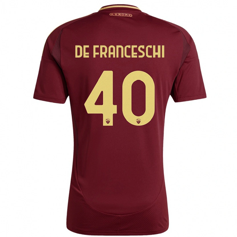 Danxenレディースレオナルド・デ・フランチェスキ#40レッドブラウンゴールドホームシャツ2024/25ジャージーユニフォーム
