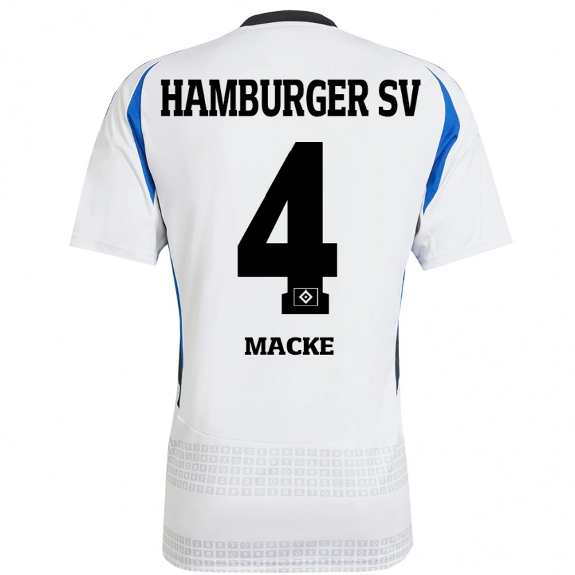 DanxenレディースJarne Macke#4ホワイト ブルーホームシャツ2024/25ジャージーユニフォーム