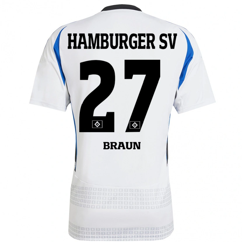 DanxenレディースElias Braun#27ホワイト ブルーホームシャツ2024/25ジャージーユニフォーム