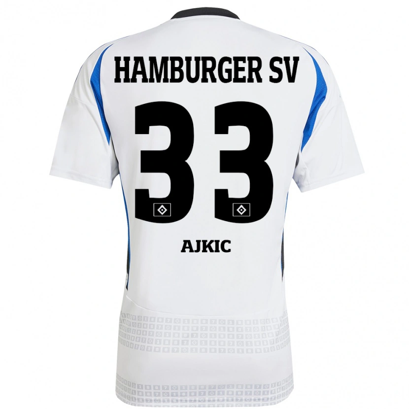 DanxenレディースSelim Ajkic#33ホワイト ブルーホームシャツ2024/25ジャージーユニフォーム