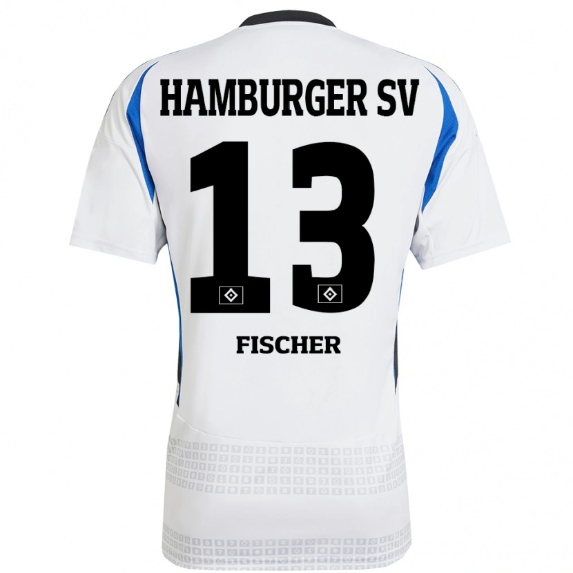 DanxenレディースAntonia Fischer#13ホワイト ブルーホームシャツ2024/25ジャージーユニフォーム