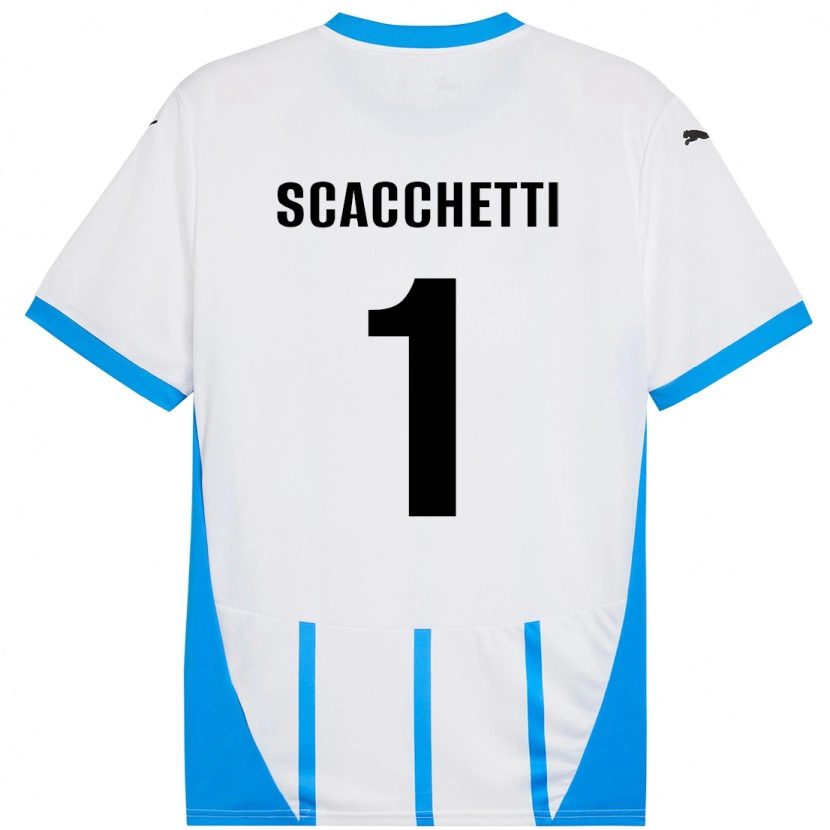 DanxenレディースAlessandro Scacchetti#1ホワイト ブルーアウェイシャツ2024/25ジャージーユニフォーム