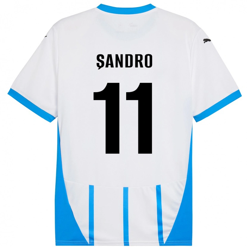 DanxenレディースDenis Șandro#11ホワイト ブルーアウェイシャツ2024/25ジャージーユニフォーム