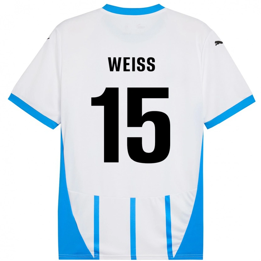 DanxenレディースDavid Weiss#15ホワイト ブルーアウェイシャツ2024/25ジャージーユニフォーム