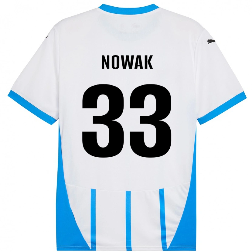 DanxenレディースJulie Nowak#33ホワイト ブルーアウェイシャツ2024/25ジャージーユニフォーム