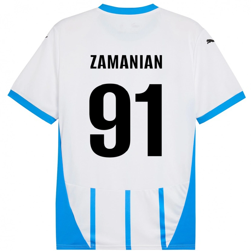 Danxenレディースアナヒタ・ザマニアン#91ホワイト ブルーアウェイシャツ2024/25ジャージーユニフォーム