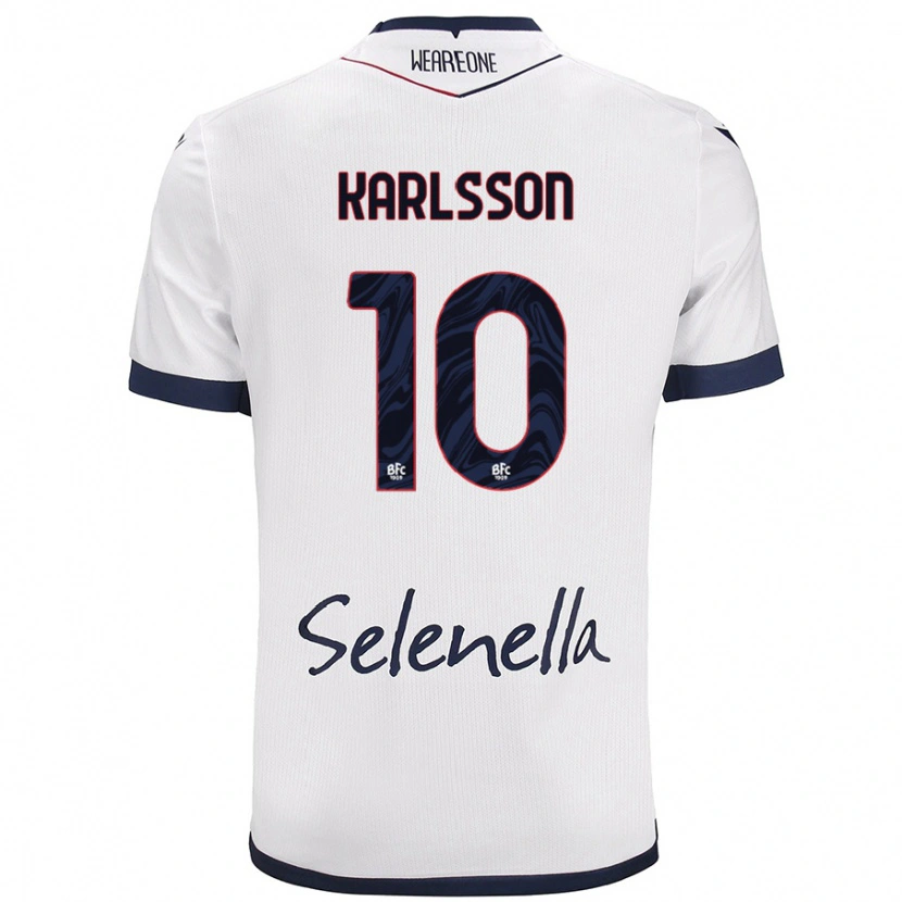 Danxenレディースイェスパー・カールション#10ホワイト ロイヤルブルーアウェイシャツ2024/25ジャージーユニフォーム