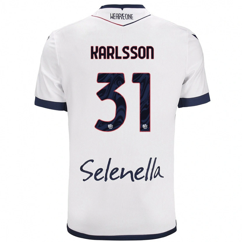 DanxenレディースKazper Karlsson#31ホワイト ロイヤルブルーアウェイシャツ2024/25ジャージーユニフォーム