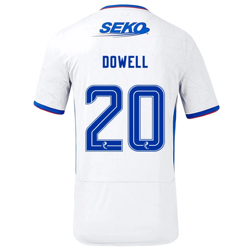 Danxenレディースキーラン・ダウエル#20ホワイト ブルーアウェイシャツ2024/25ジャージーユニフォーム
