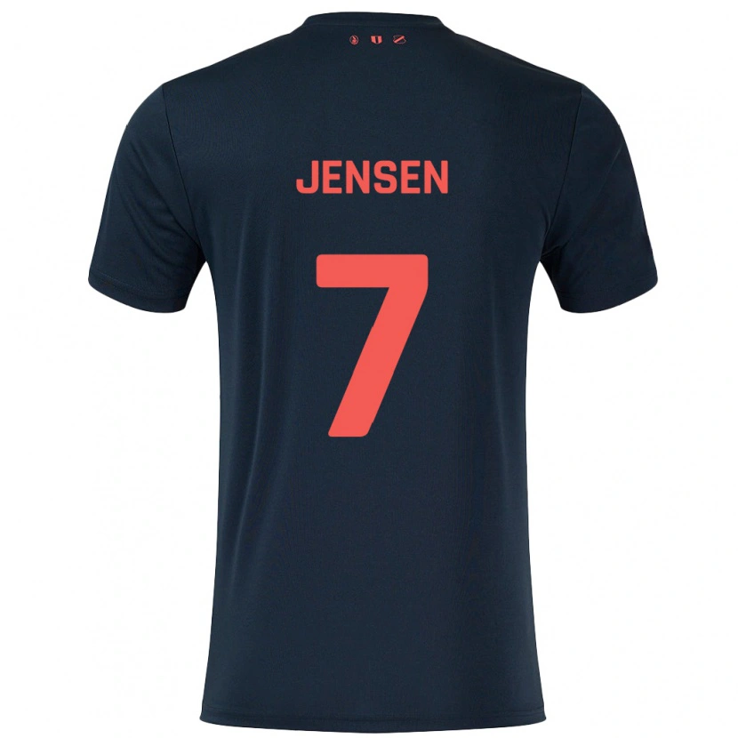 Danxenレディースヴィクトル・イェンセン#7黒 赤アウェイシャツ2024/25ジャージーユニフォーム