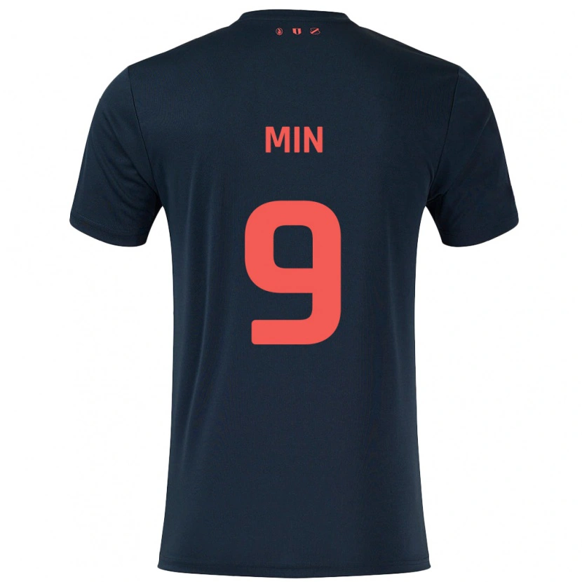DanxenレディースDavid Min#9黒 赤アウェイシャツ2024/25ジャージーユニフォーム