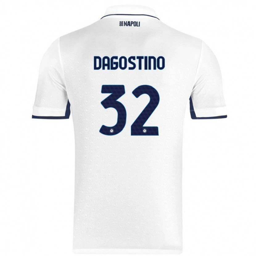 Danxenレディースジュゼッペ・ダゴスティーノ#32ホワイト ロイヤルブルーアウェイシャツ2024/25ジャージーユニフォーム