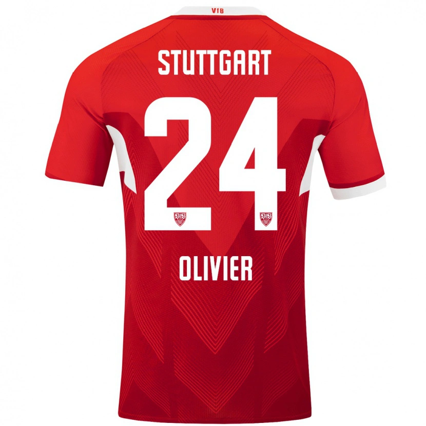 Danxenレディースクリストファー・チャール・オリビエー#24赤 白アウェイシャツ2024/25ジャージーユニフォーム