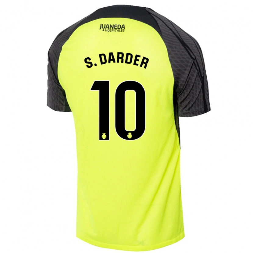 Danxenレディースセルジ・ダルデル#10蛍光グリーンブラックアウェイシャツ2024/25ジャージーユニフォーム