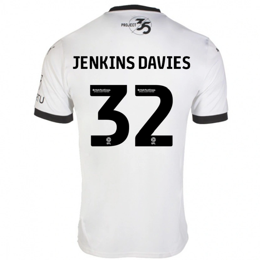 Danxenレディースウィル・ジェンキンス・デイヴィス#32白 黒アウェイシャツ2024/25ジャージーユニフォーム