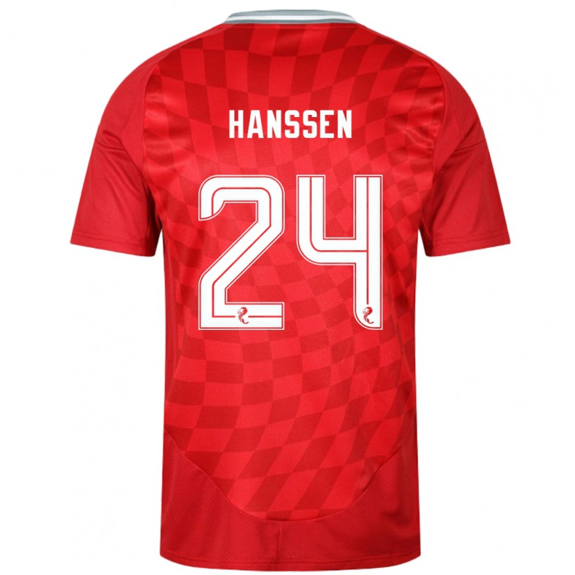 Danxenキッズネイディーン・ハンセン#24赤ホームシャツ2024/25ジャージーユニフォーム