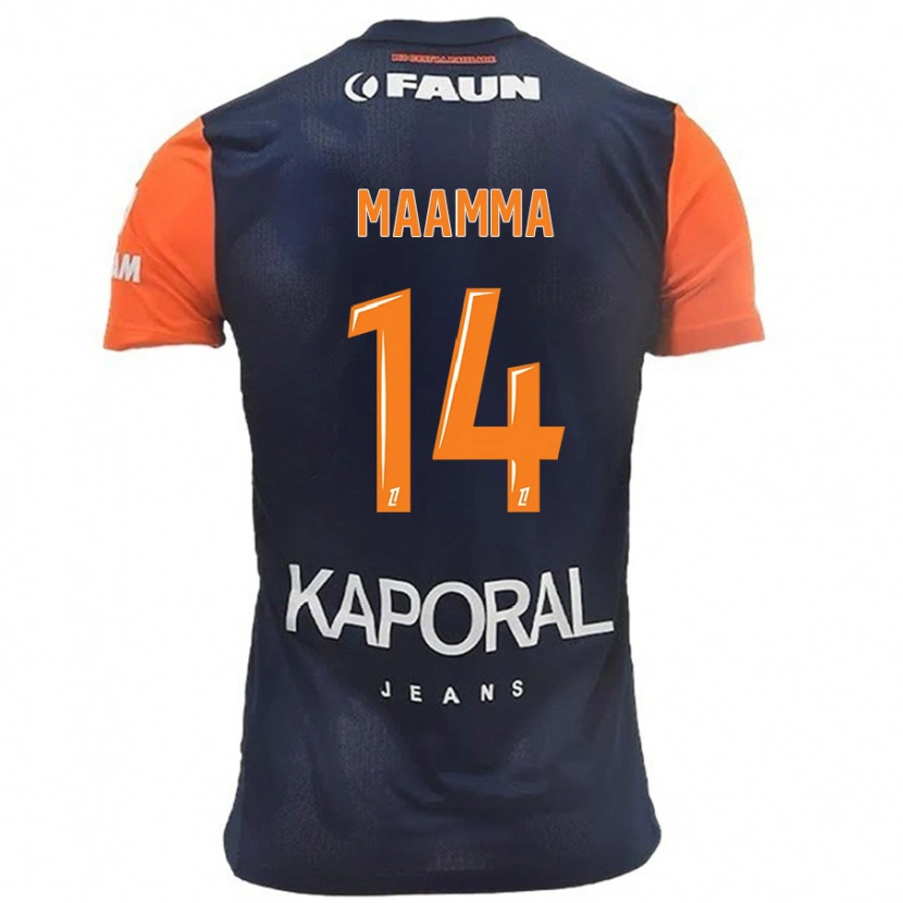 DanxenキッズOthmane Maamma#14ネイビーブルーオレンジホームシャツ2024/25ジャージーユニフォーム