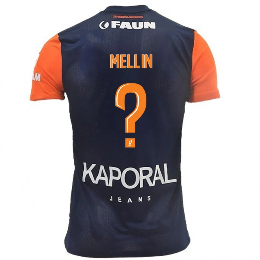 DanxenキッズLéo Mellin#0ネイビーブルーオレンジホームシャツ2024/25ジャージーユニフォーム
