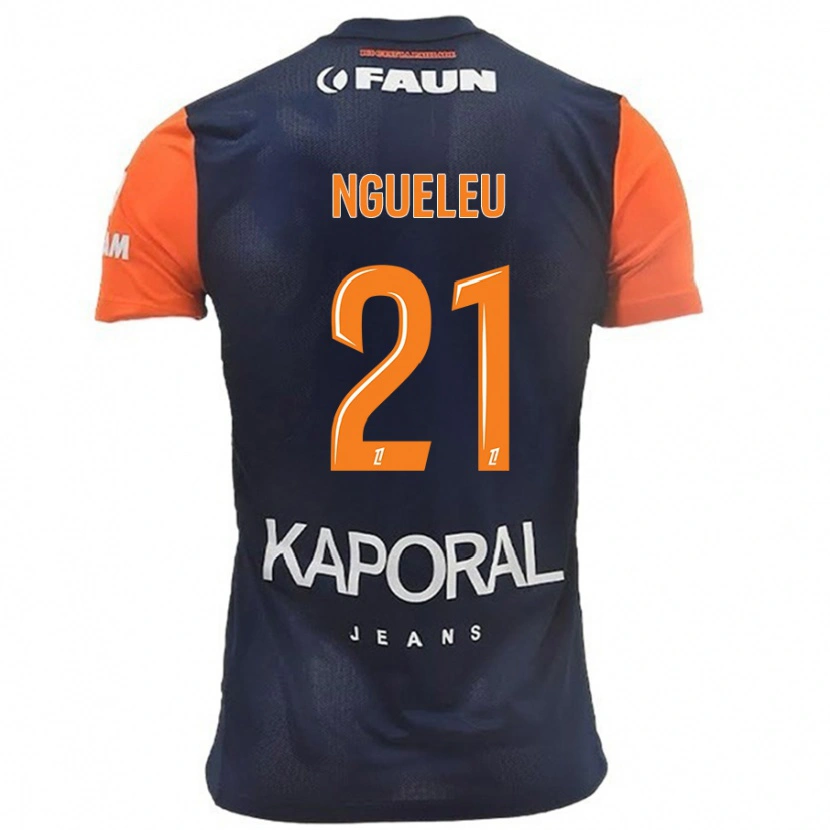 DanxenキッズNina Ngueleu#21ネイビーブルーオレンジホームシャツ2024/25ジャージーユニフォーム