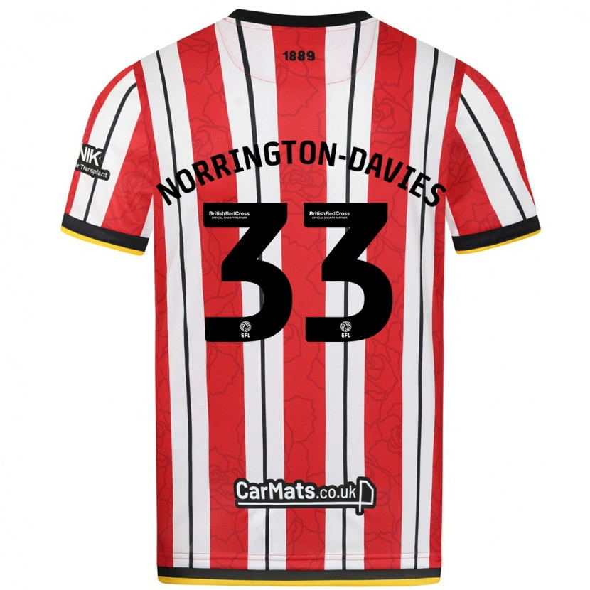 Danxenキッズリース・ノリントン=デイビス#33赤白のストライプホームシャツ2024/25ジャージーユニフォーム