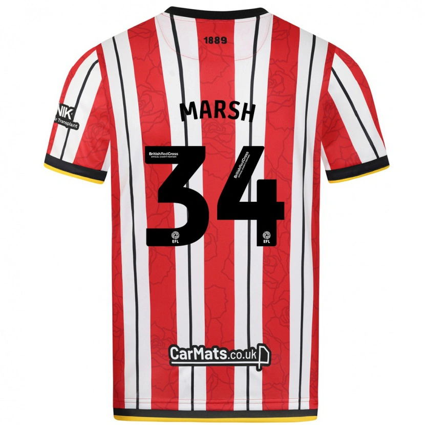 Danxenキッズルイ・マーシュ#34赤白のストライプホームシャツ2024/25ジャージーユニフォーム
