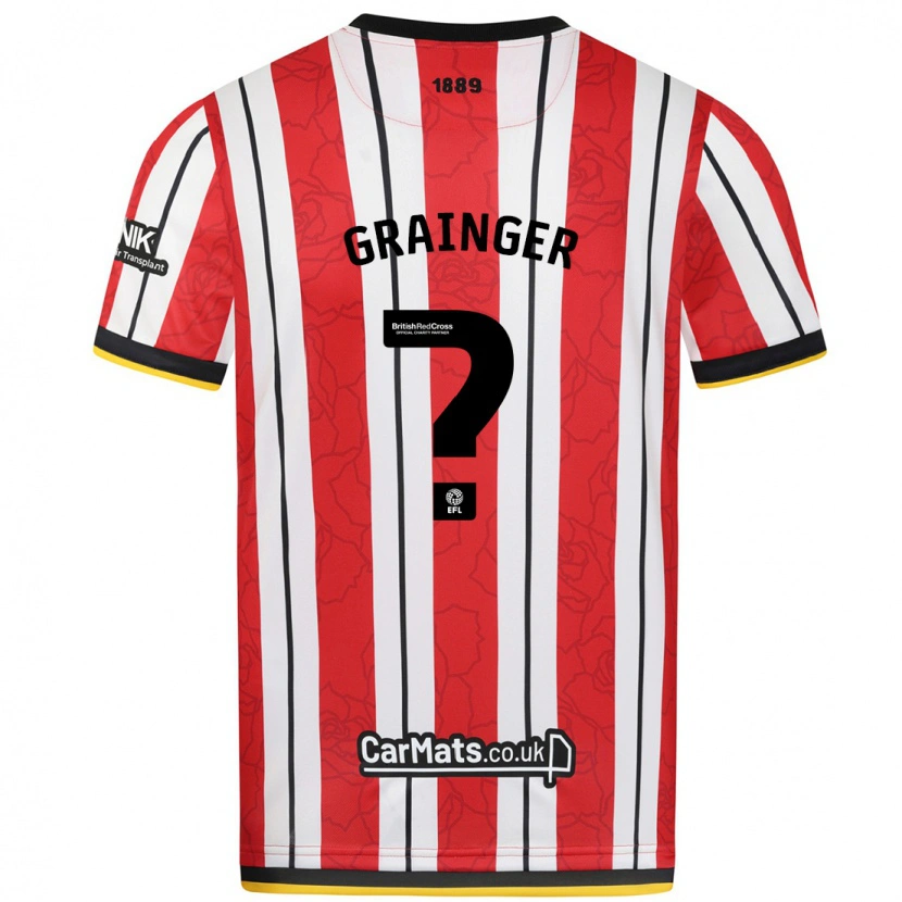 DanxenキッズBenjamin Grainger#0赤白のストライプホームシャツ2024/25ジャージーユニフォーム