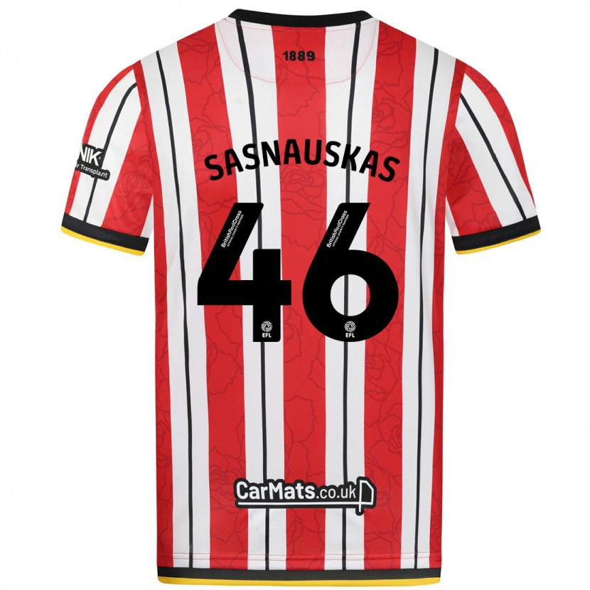 Danxenキッズドヴィダス・サスナウスカス#46赤白のストライプホームシャツ2024/25ジャージーユニフォーム