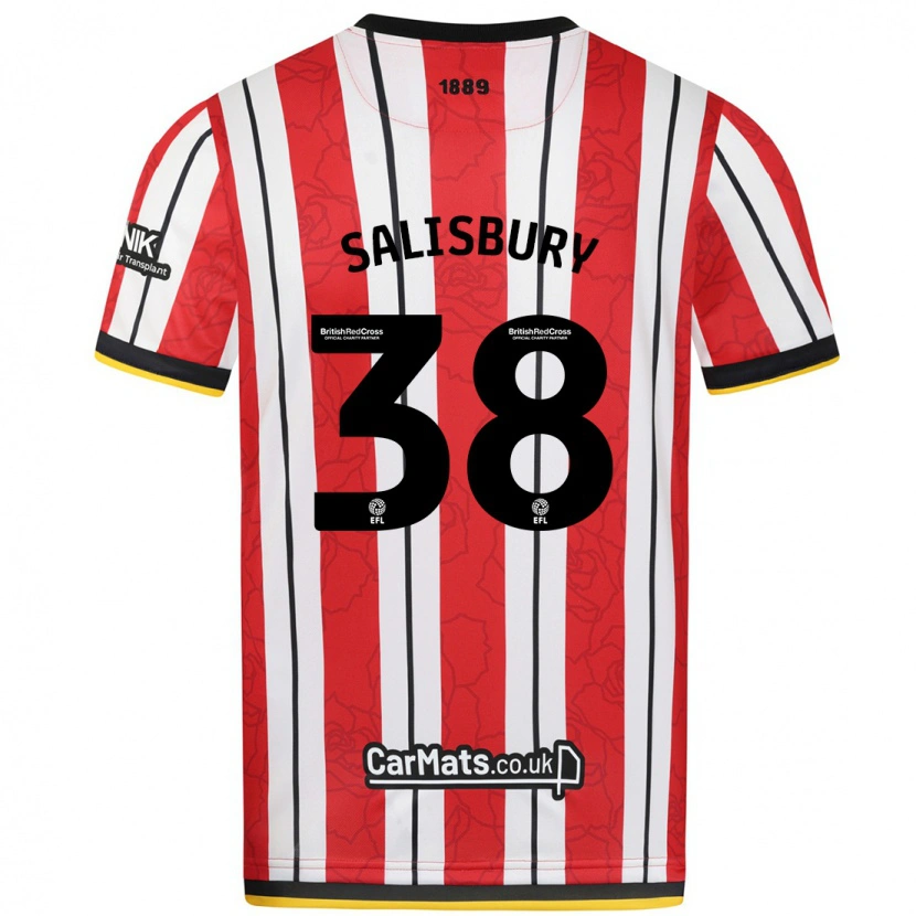 Danxenキッズクロエ・ソールズベリー#38赤白のストライプホームシャツ2024/25ジャージーユニフォーム