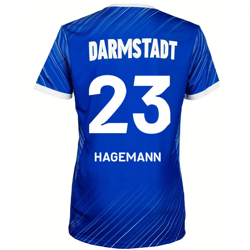 DanxenキッズEmil Hagemann#23ブルーホワイトホームシャツ2024/25ジャージーユニフォーム
