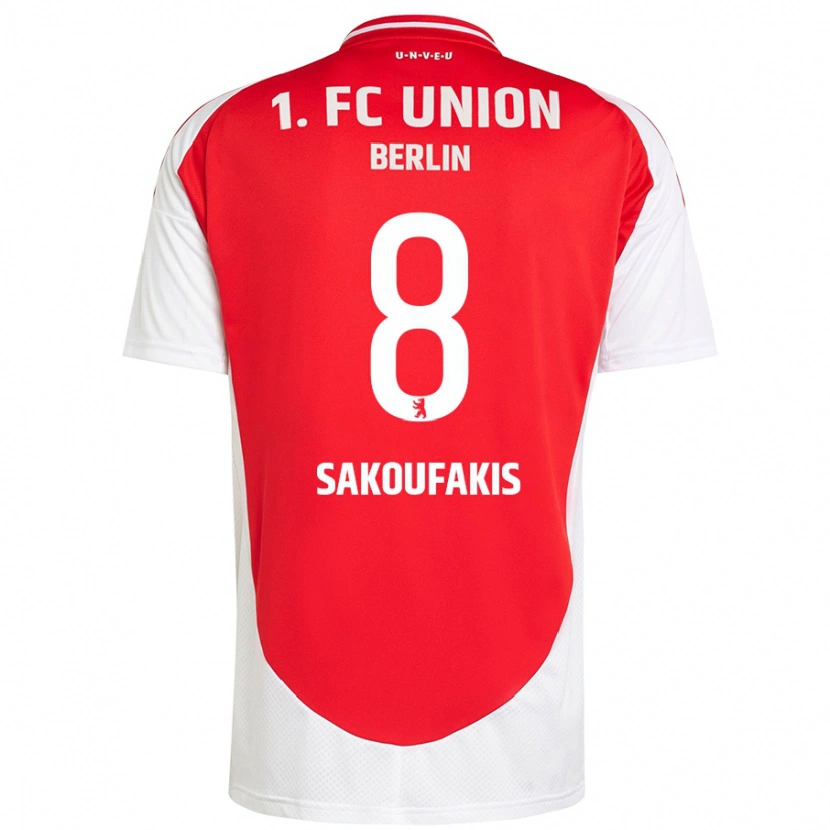 DanxenキッズTheodor Sakoufakis#8赤 白ホームシャツ2024/25ジャージーユニフォーム