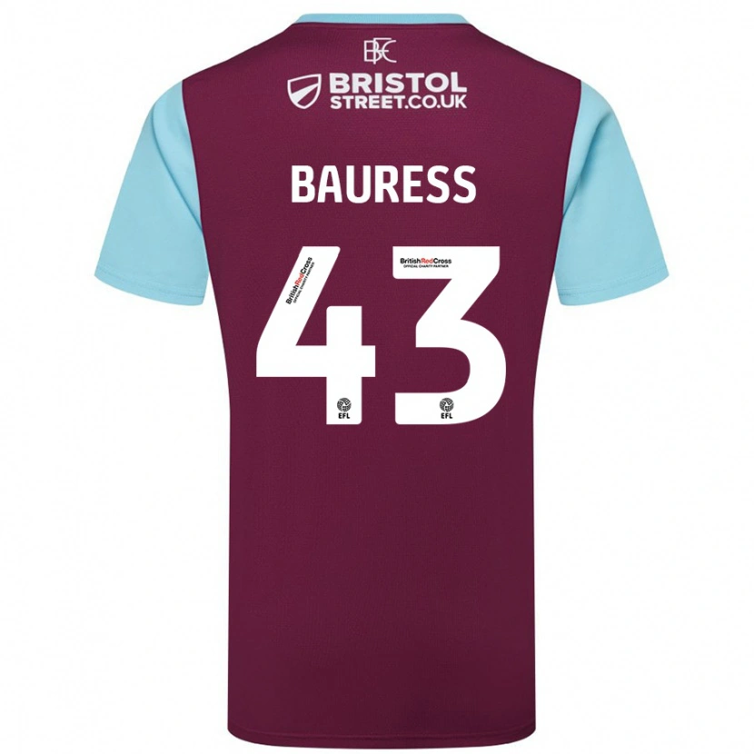 DanxenキッズJoe Bauress#43バーガンディスカイブルーホームシャツ2024/25ジャージーユニフォーム