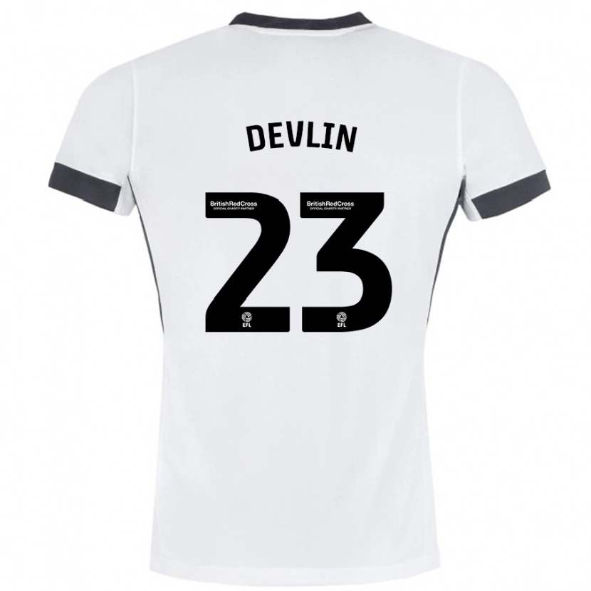 Danxenキッズシャーロット・デブリン#23白 黒アウェイシャツ2024/25ジャージーユニフォーム