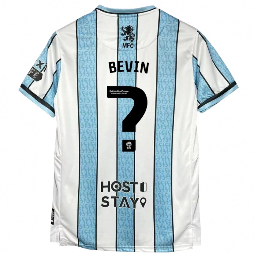 DanxenキッズLeandro Bevin#0ホワイト ブルーアウェイシャツ2024/25ジャージーユニフォーム