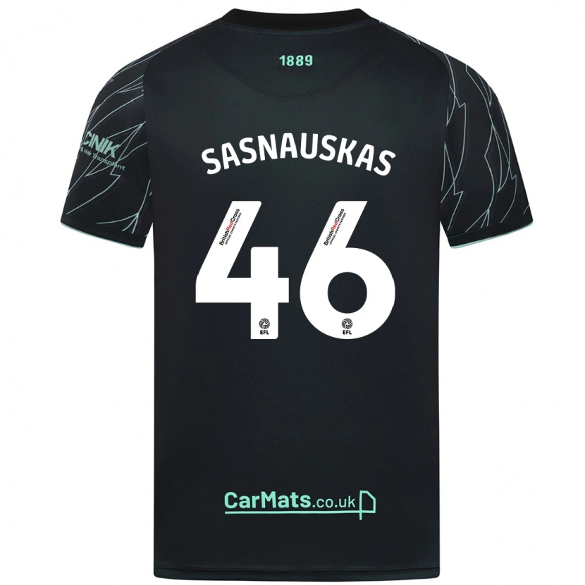 Danxenキッズドヴィダス・サスナウスカス#46黒緑アウェイシャツ2024/25ジャージーユニフォーム
