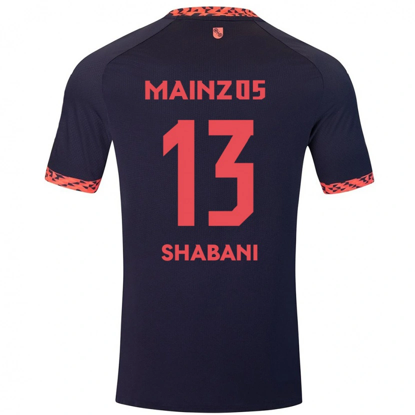 DanxenキッズEniss Shabani#13ブルーコーラルレッドアウェイシャツ2024/25ジャージーユニフォーム