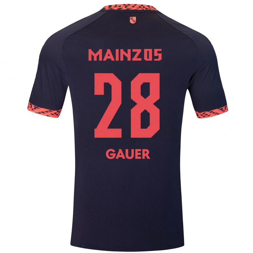 Danxenキッズルーク・ケビン・ガウアー#28ブルーコーラルレッドアウェイシャツ2024/25ジャージーユニフォーム