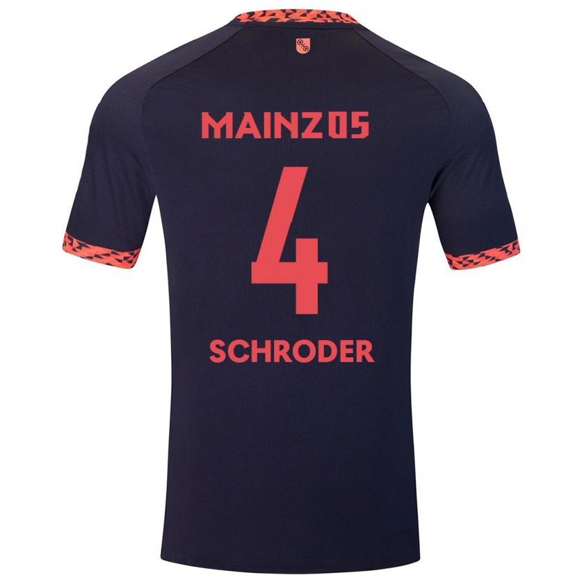 DanxenキッズLara Schröder#4ブルーコーラルレッドアウェイシャツ2024/25ジャージーユニフォーム